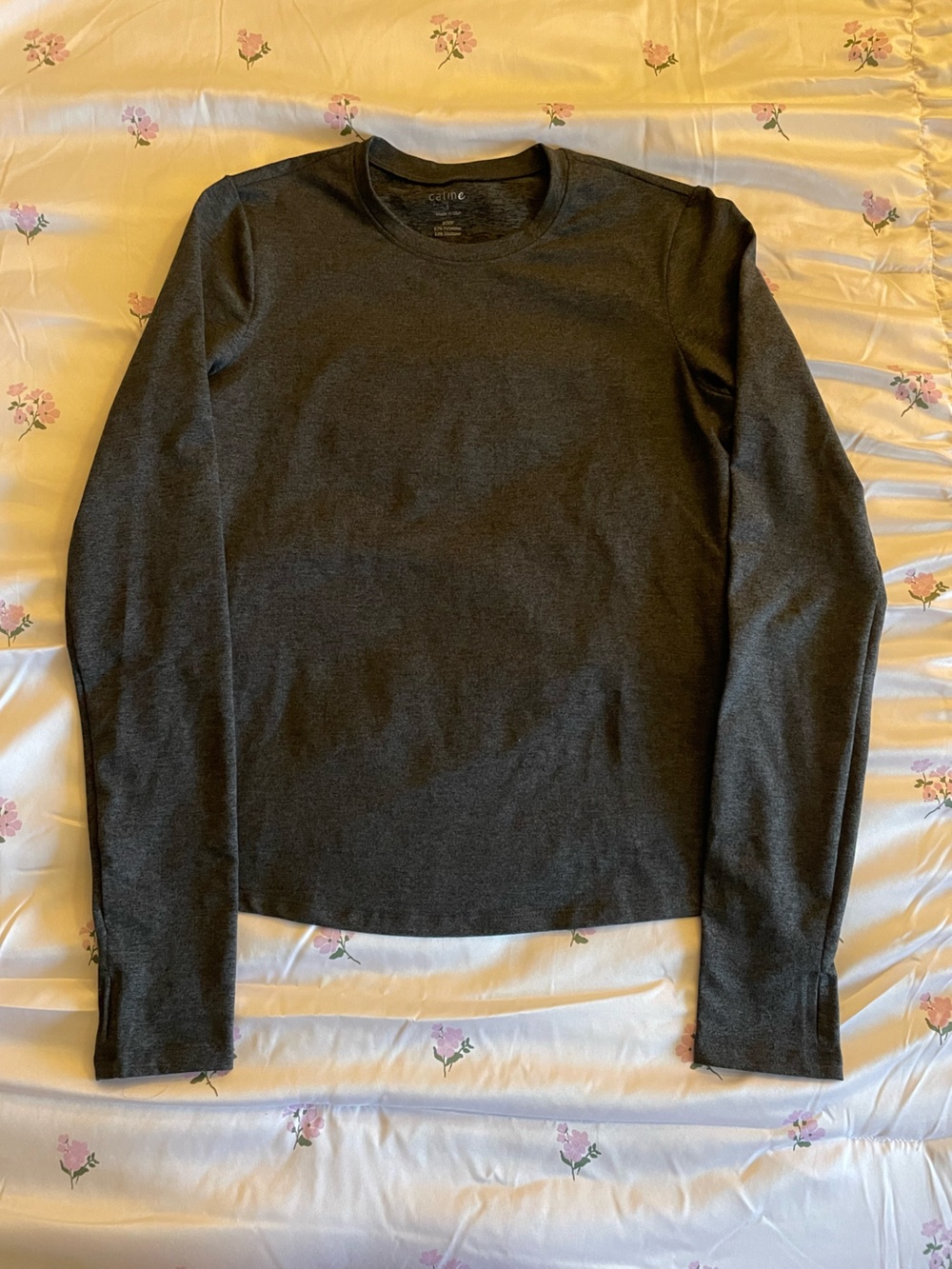Calme by Johnny Was | Charcoal Gray Crewneck Long Sleeve Top | Active Top
